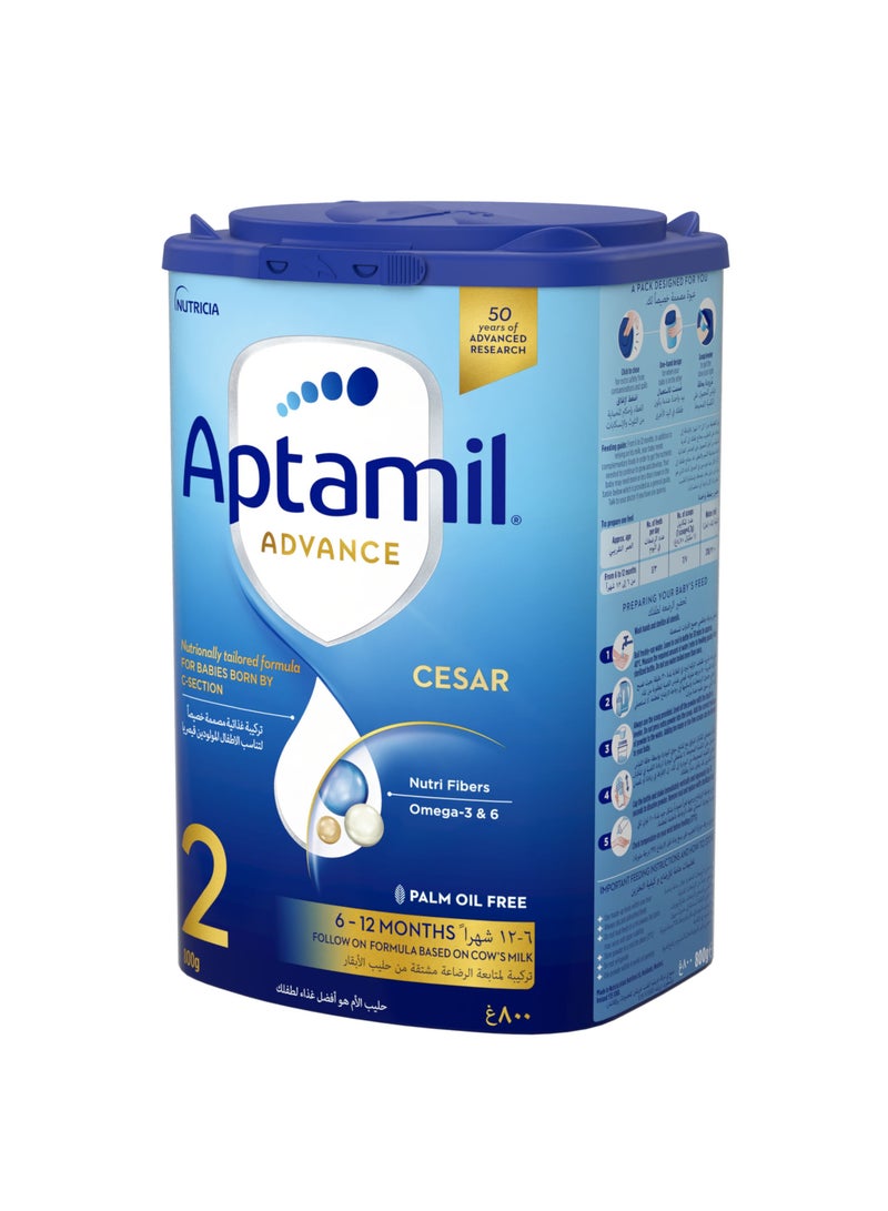 Aptamil Advance Cesar 2 Follow-On Formula Milk From 6-12 Months, For C-Section Born Babies, Easy To Use Pack - Image 5